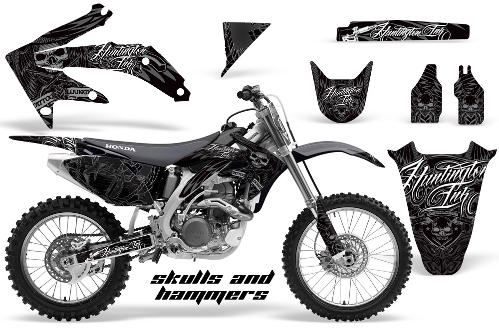 Honda CRF450 05-08 Graphics Kit HI SKULLS&HAMMERS SILVER